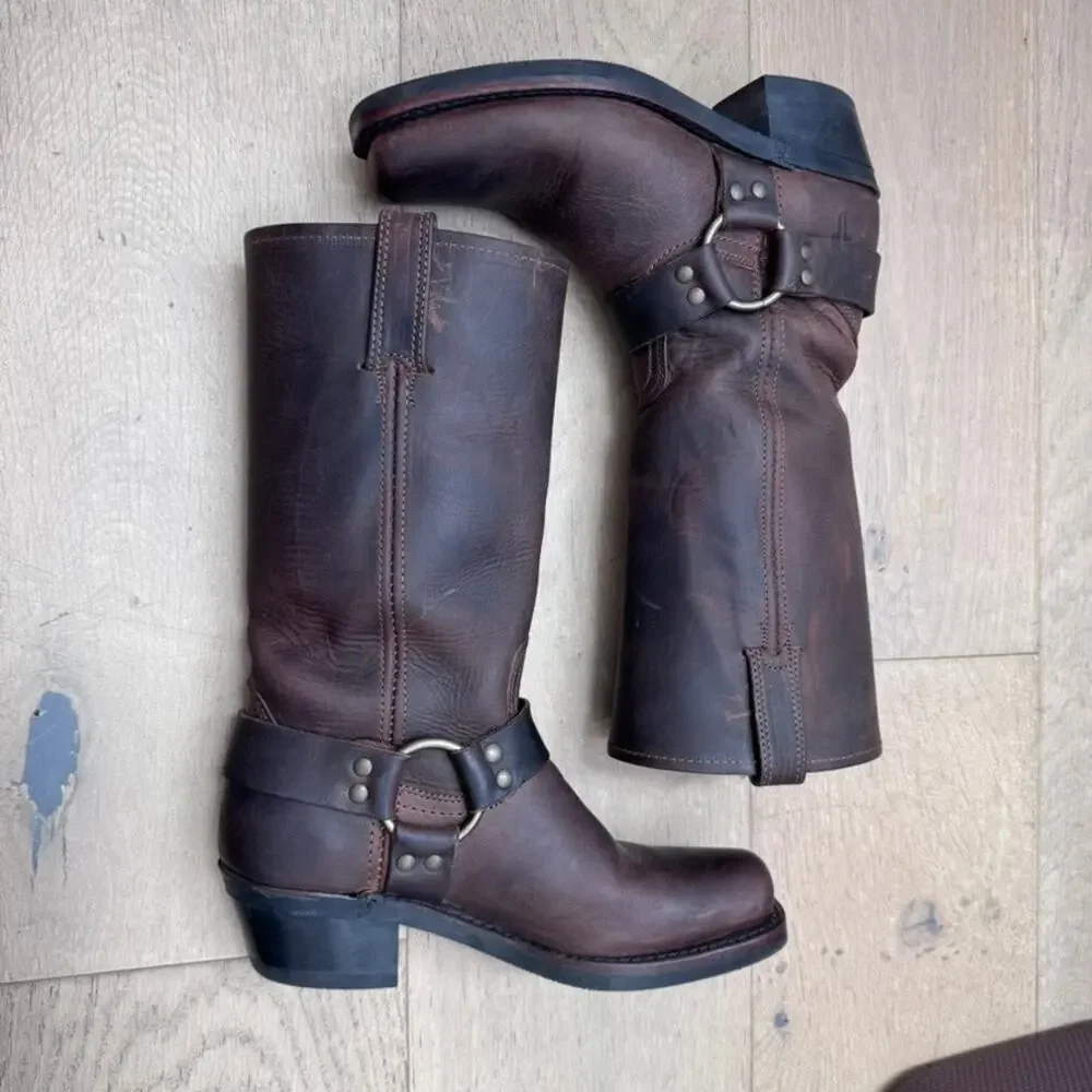 Frye Boots Harness 12R Womens Size 6.5 Brown Smoke